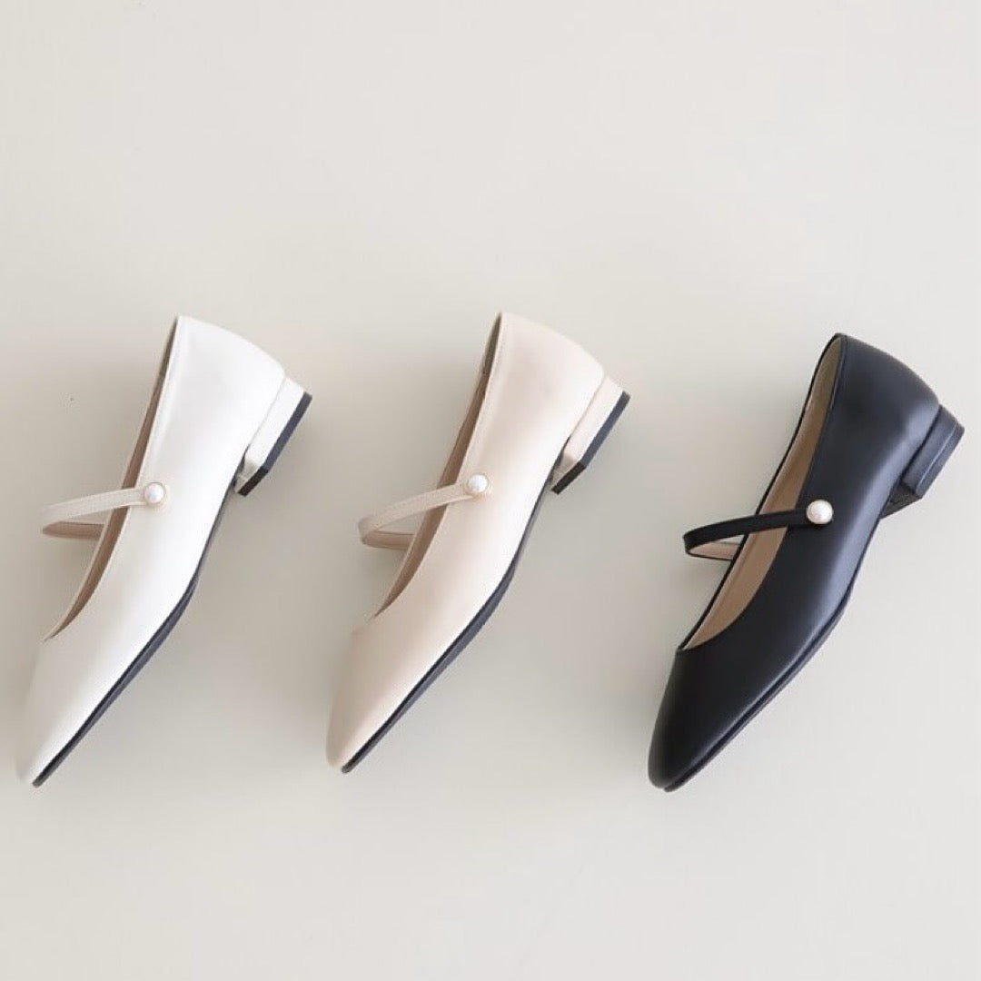 24YR1723 Pearl Mary Jane Shoes 1.5cm