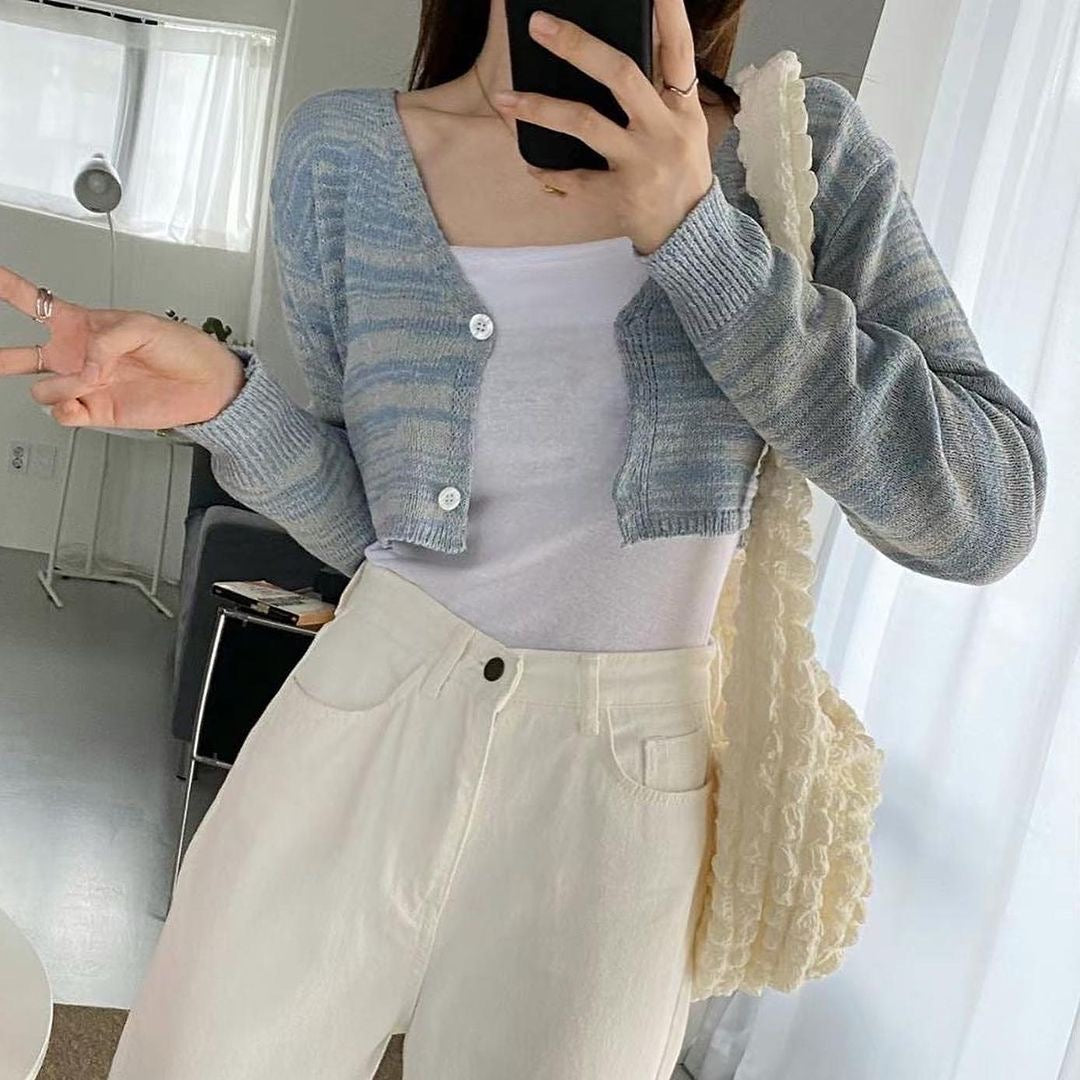 23YR0636 混色短短cardigan
