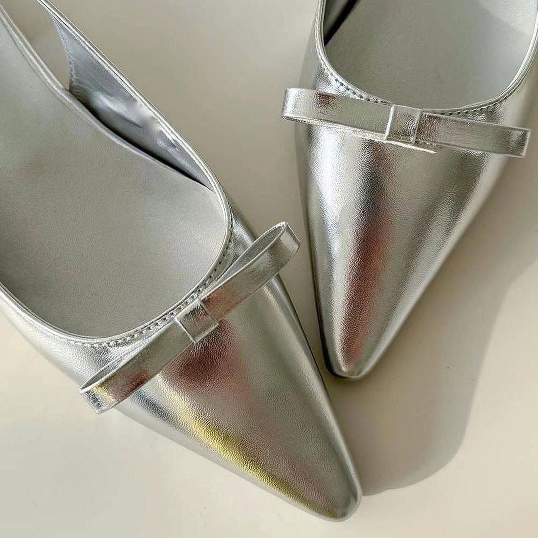 24YR0506 Ribbon Sling Back Shoes 4cm