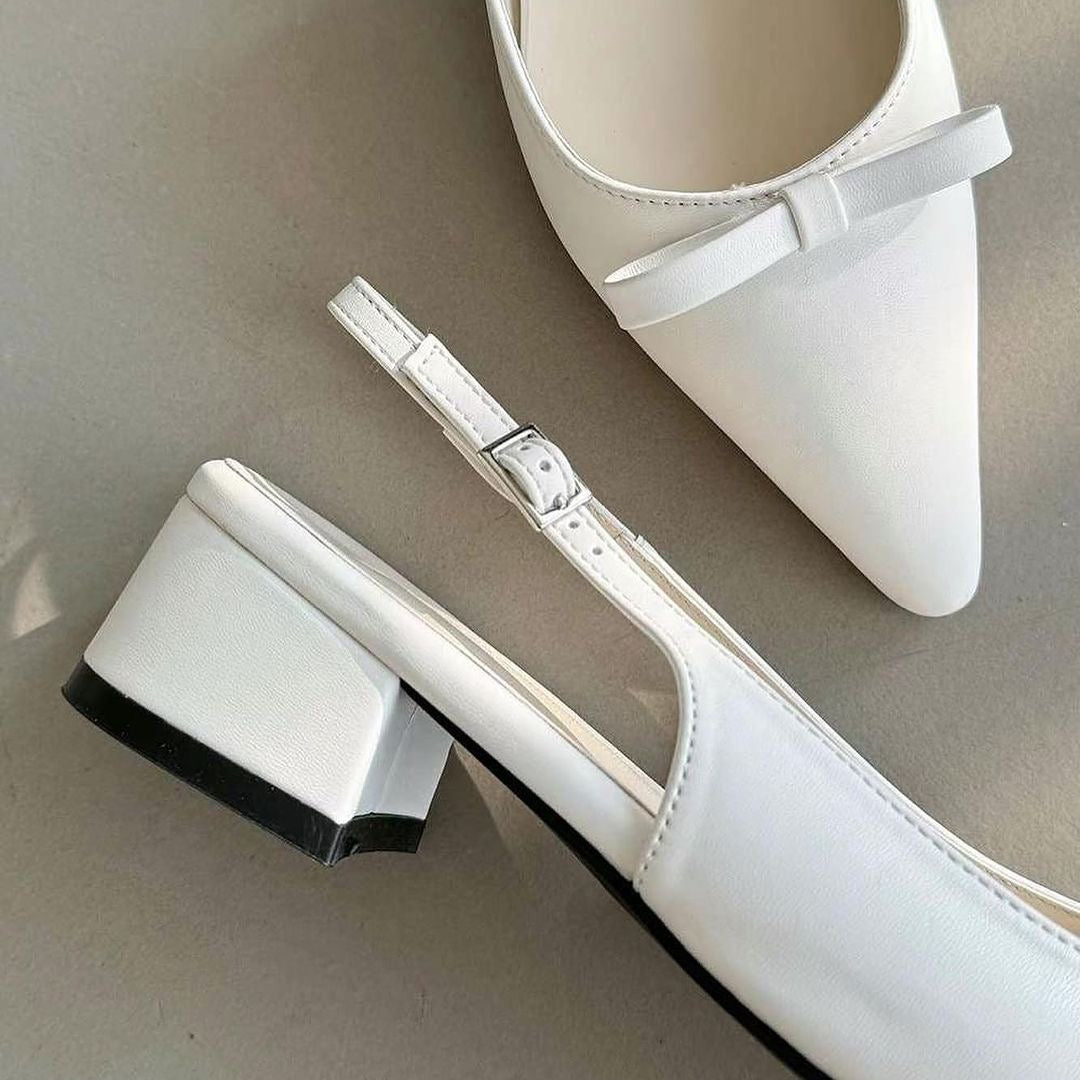 24YR0506 Ribbon Sling Back Shoes 4cm