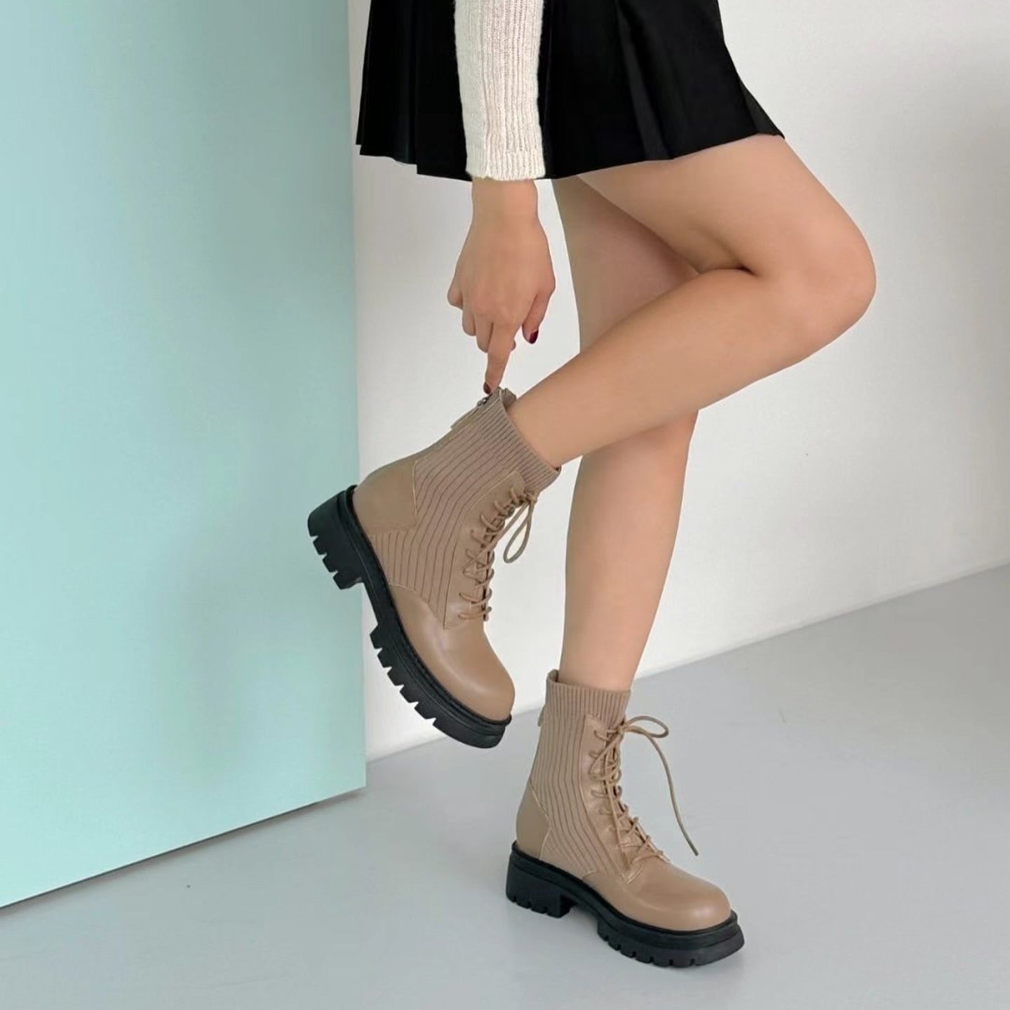 24YR2128 拼皮橡筋boot 5cm