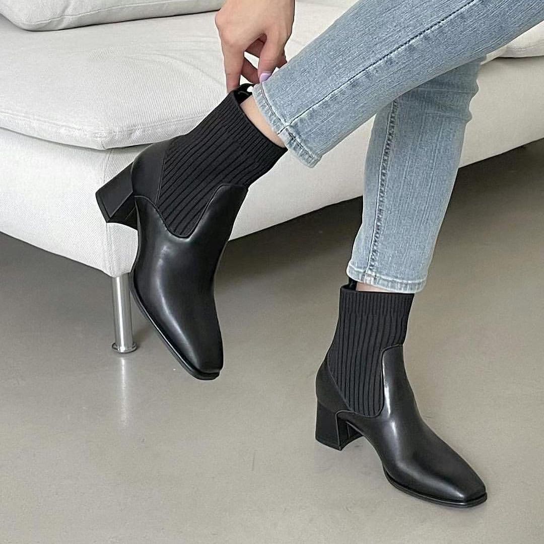 23YR2311 拼皮橡筋boot 6cm