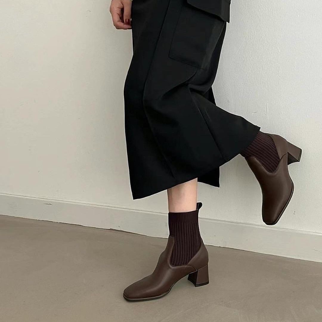 23YR2311 拼皮橡筋boot 6cm