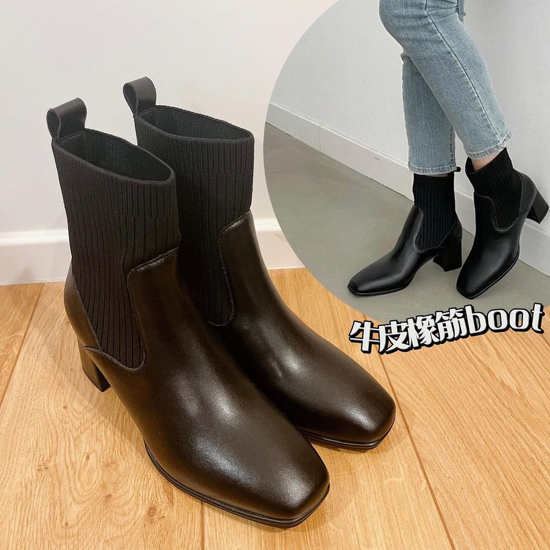 23YR2311 拼皮橡筋boot 6cm