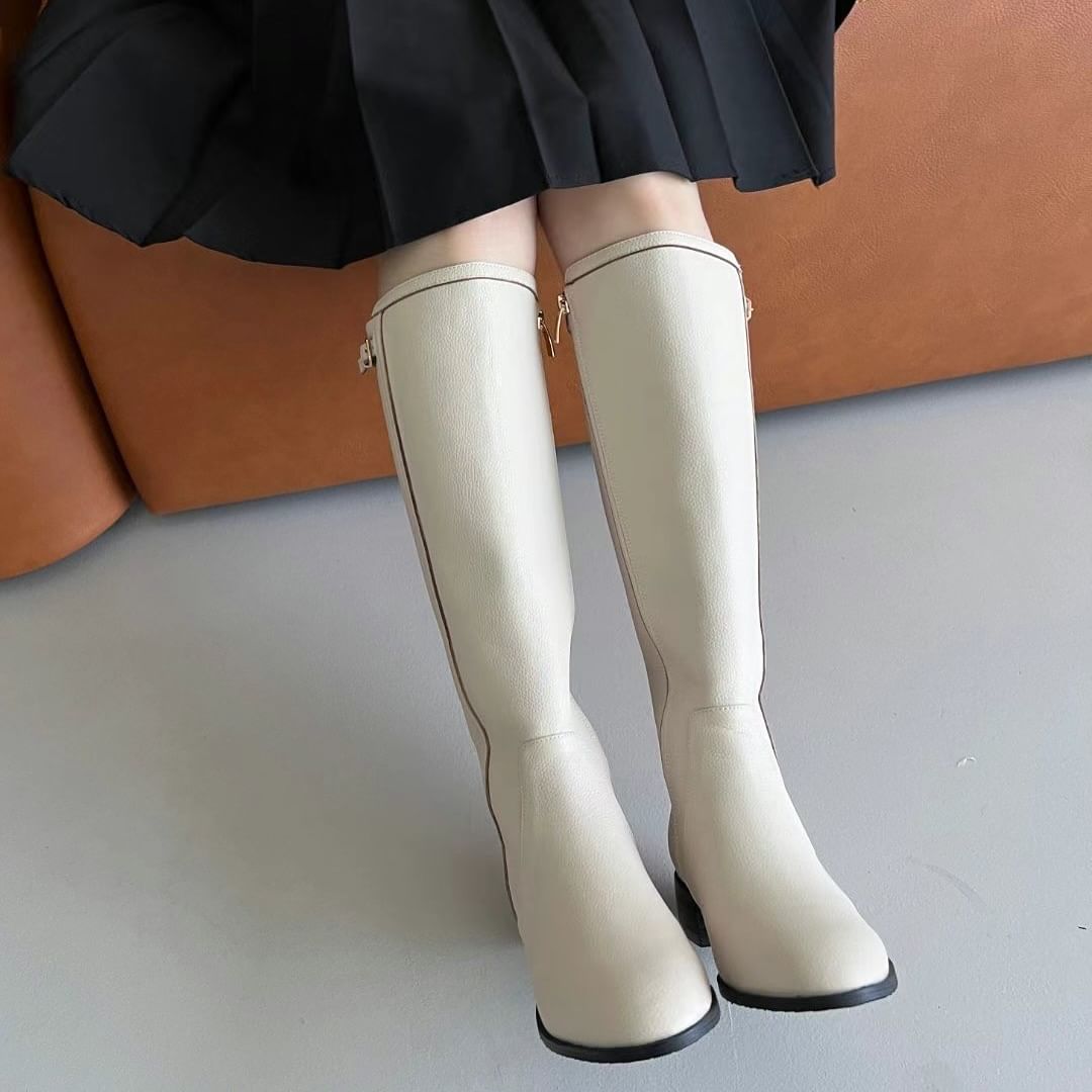 24YR2503 小扣飾牛皮長boot 3cm