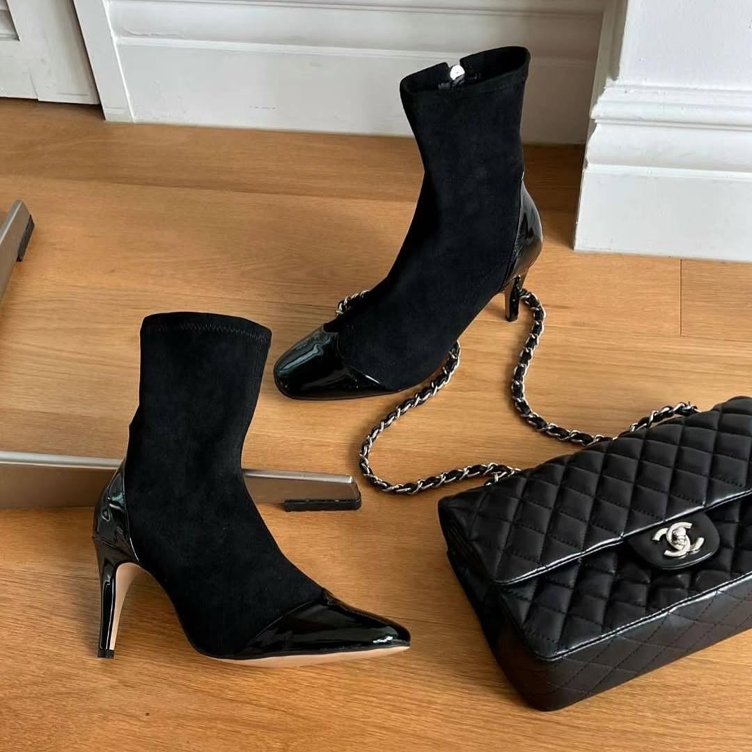 25YR0124 Two Tone Boot 7cm