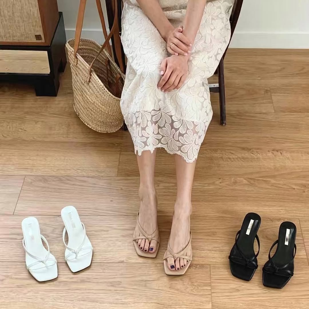 25YR0901 Ribbon Heel Sandal 4cm
