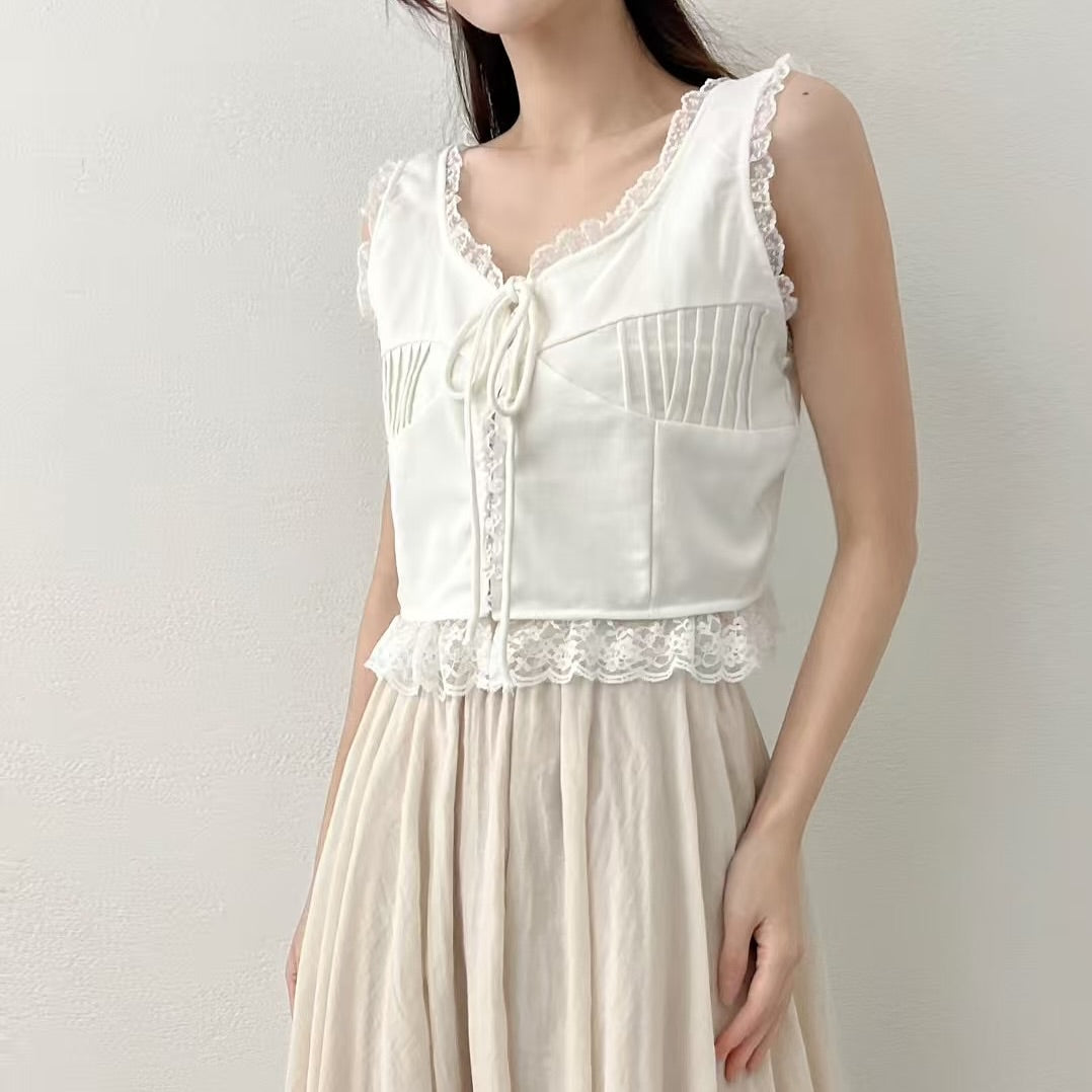 25YR1212 Ruffle Vest Blouse