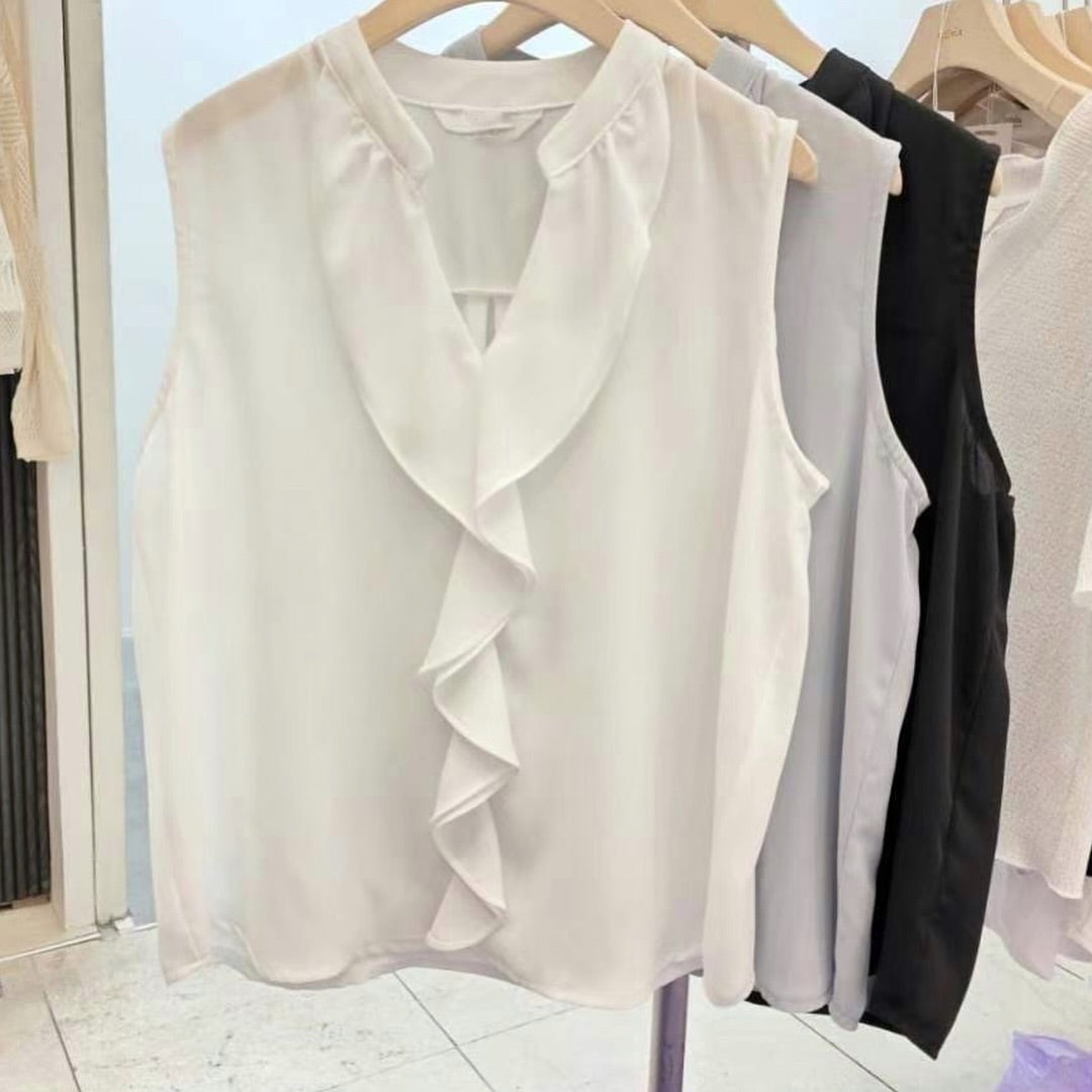 25YR1221 Ruffle Vest Blouse
