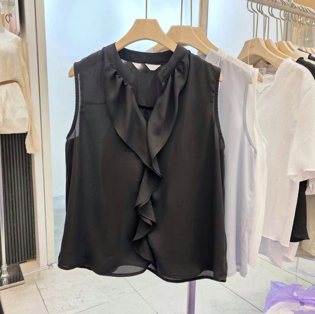 25YR1221 Ruffle Vest Blouse
