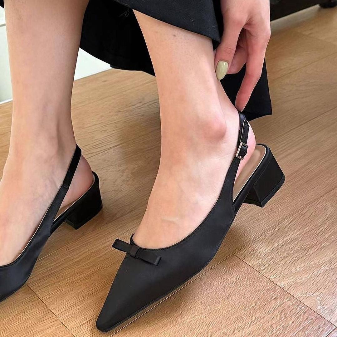 24YR0506 Ribbon Sling Back Shoes 4cm