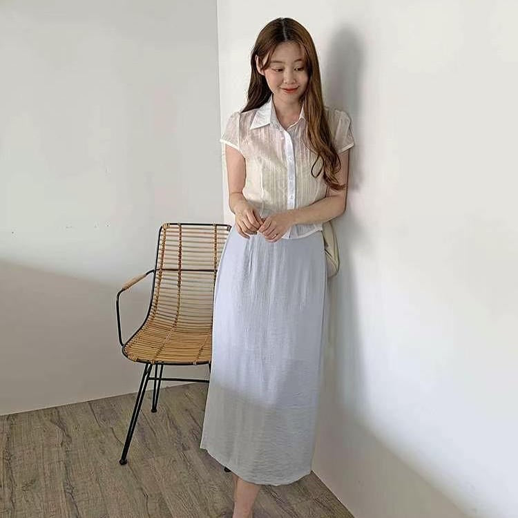 25YR1611 小扣飾半長裙