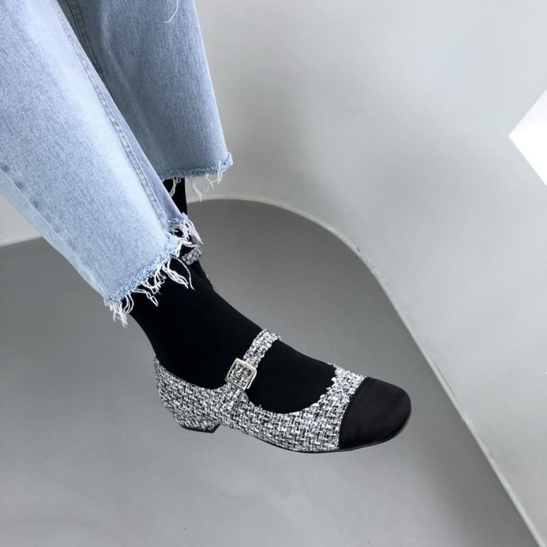 25YR1707 2100 Tweed Mary Jane 2cm