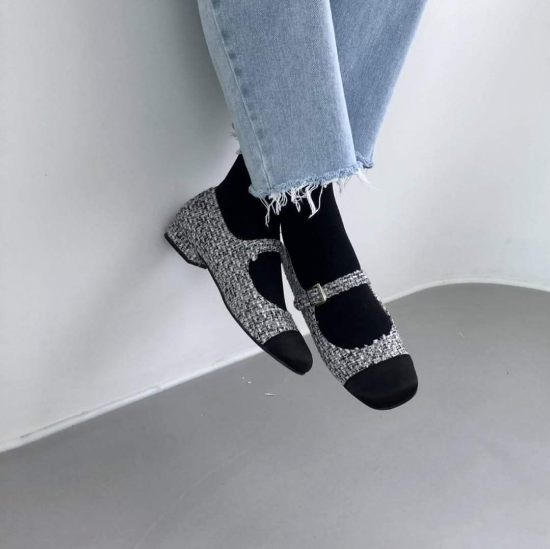 25YR1707 2100 Tweed Mary Jane 2cm