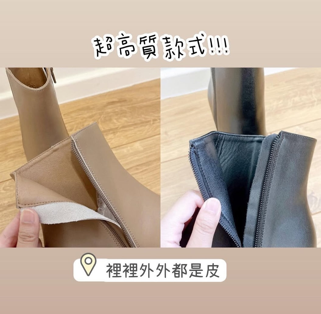 22YR1322 真皮短boot 6cm