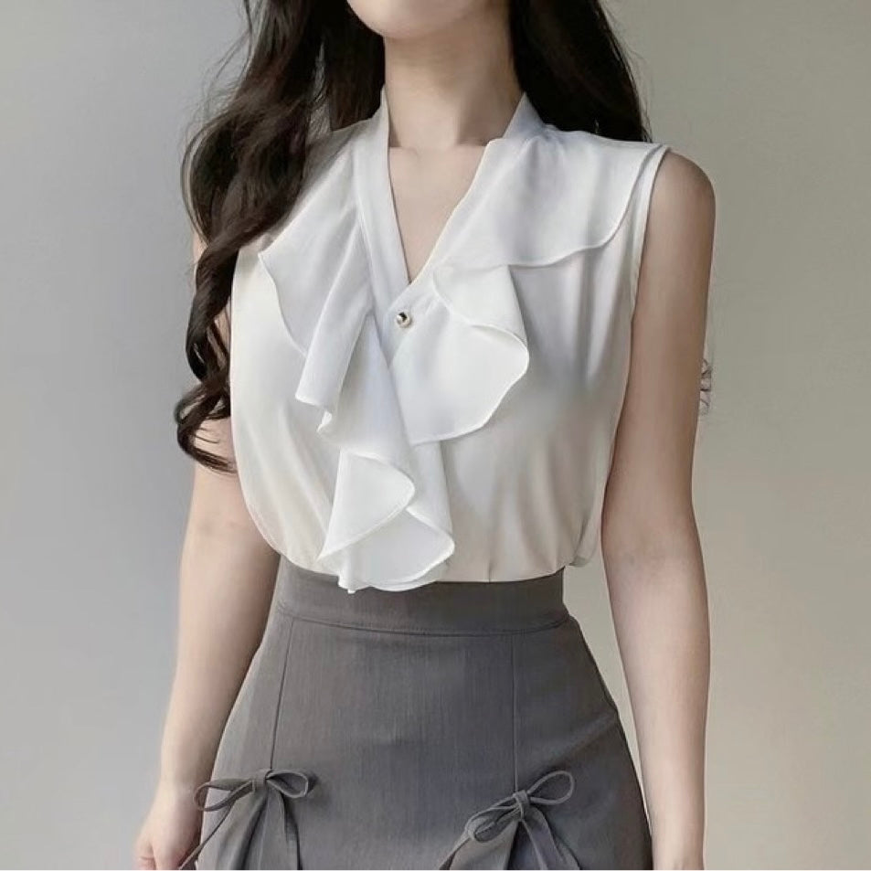 24YR1504 Ruffle Blouse Vest