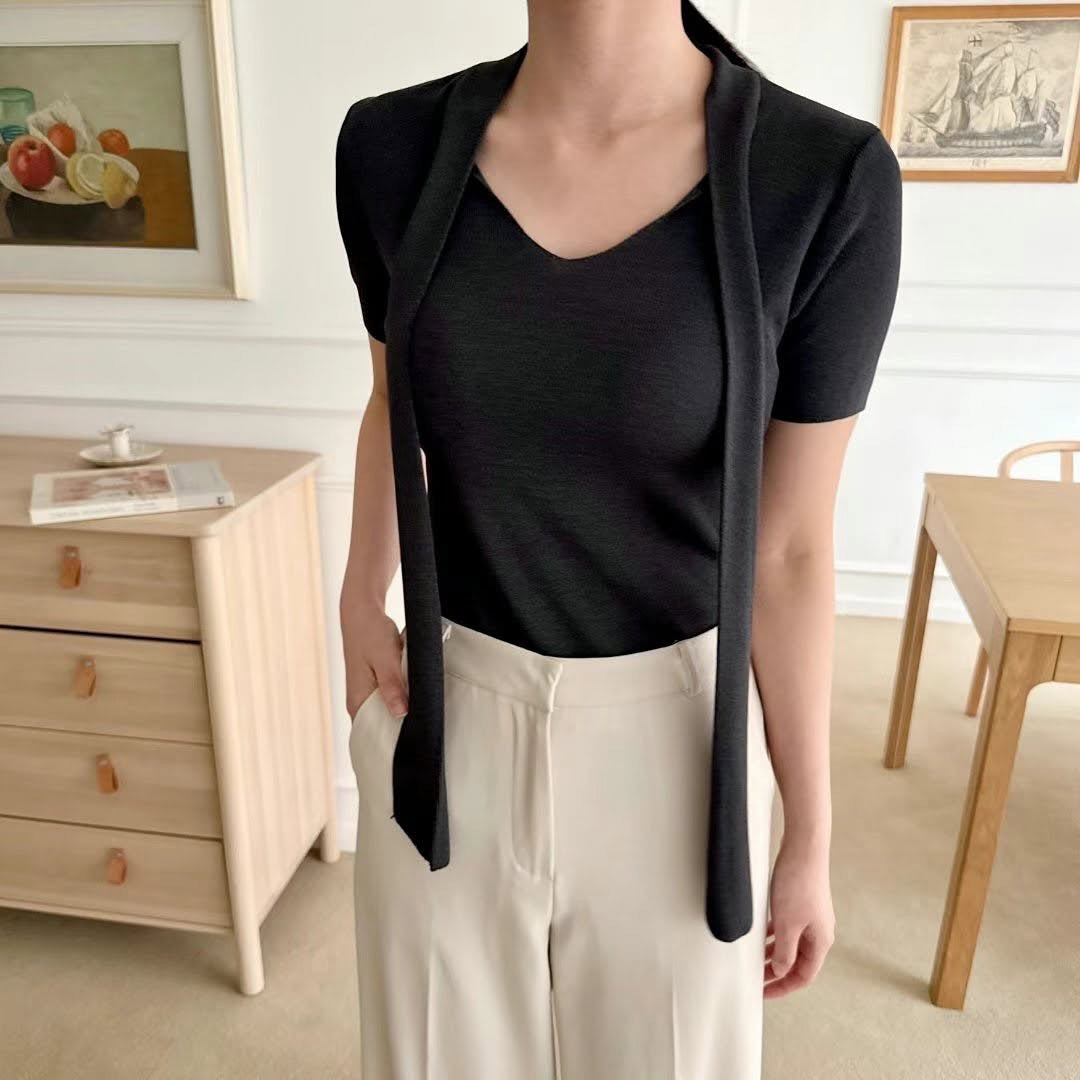 25YR1103 V Neck Knit Set