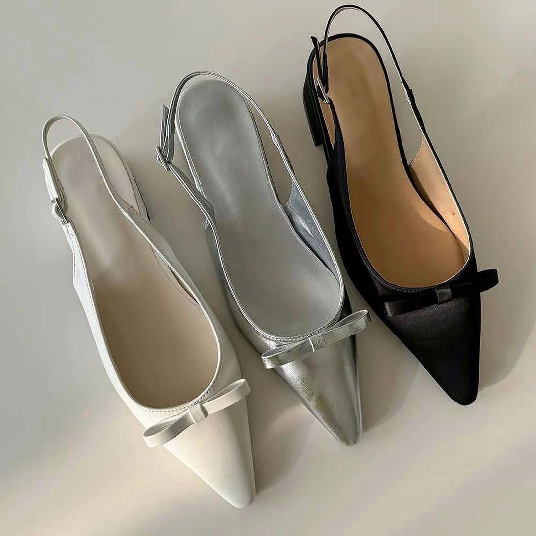 24YR0506 Ribbon Sling Back Shoes 4cm