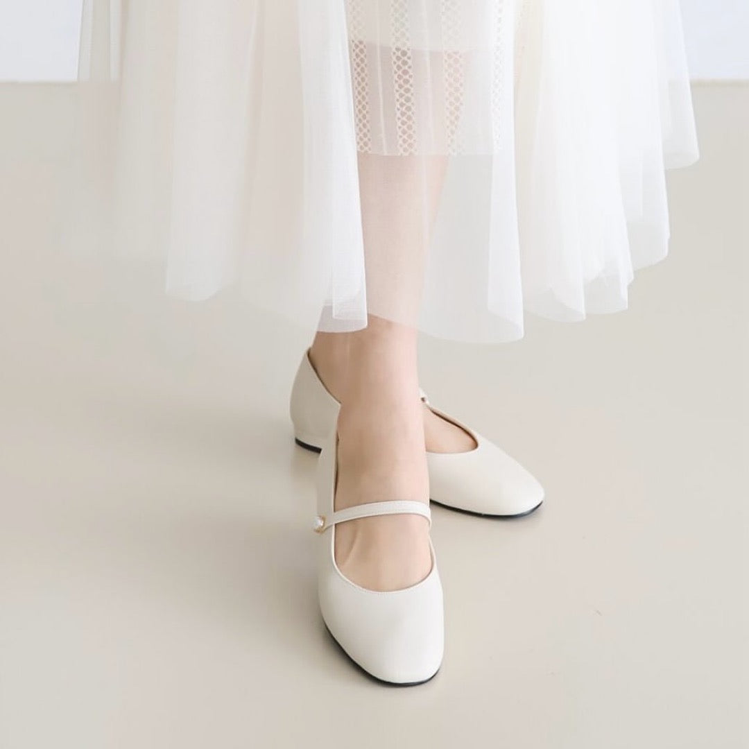 24YR1723 Pearl Mary Jane Shoes 1.5cm