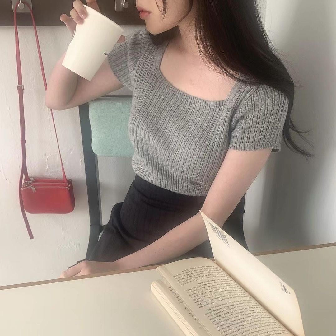 24YR0739 方領麻花線Top
