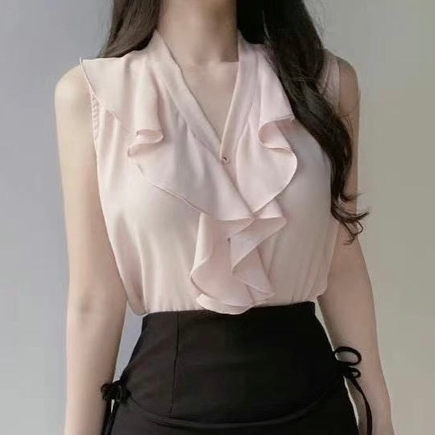 24YR1504 Ruffle Blouse Vest