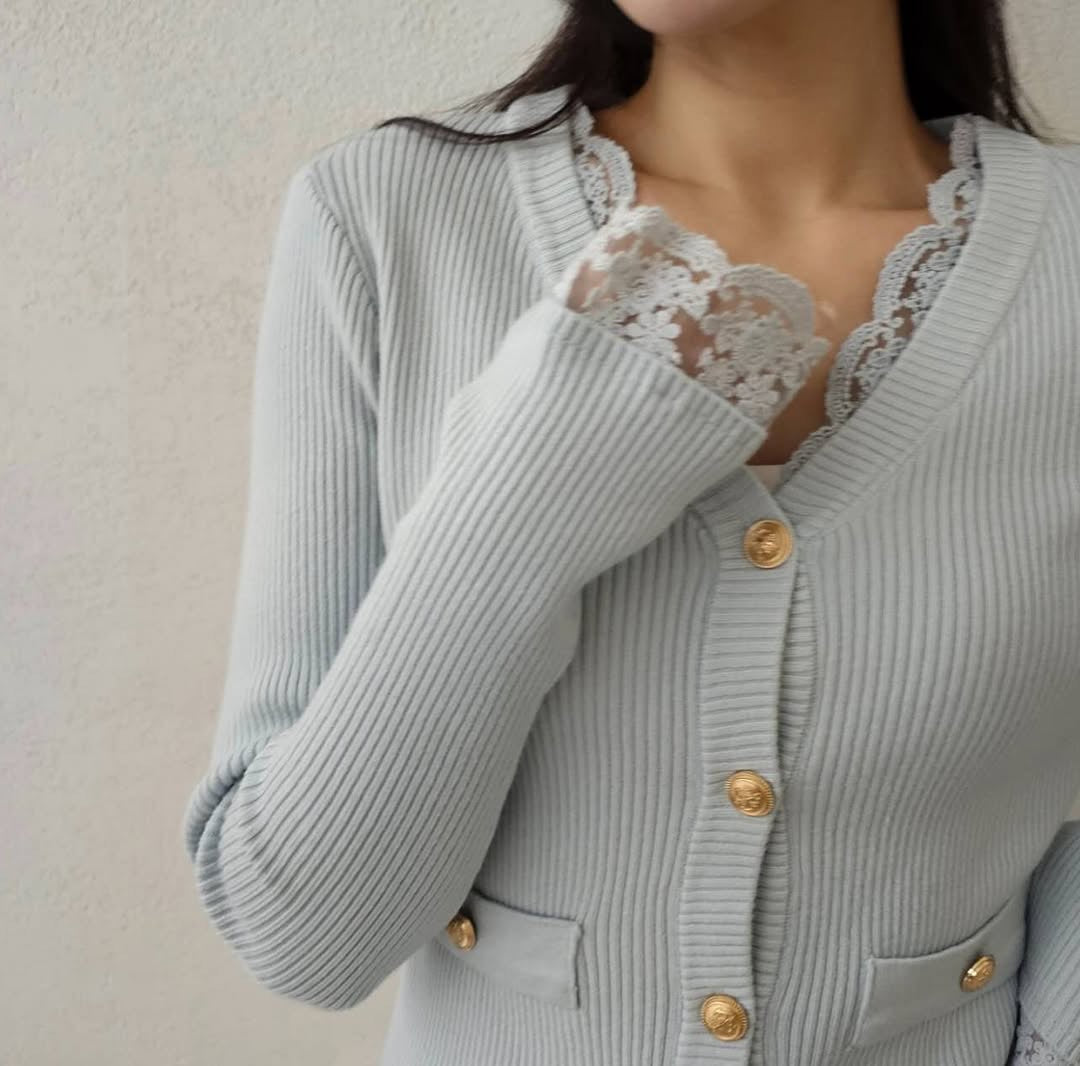 25YR0408 Lace Knit Cardigan Top