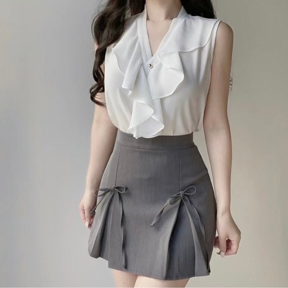 24YR1504 Ruffle Blouse Vest