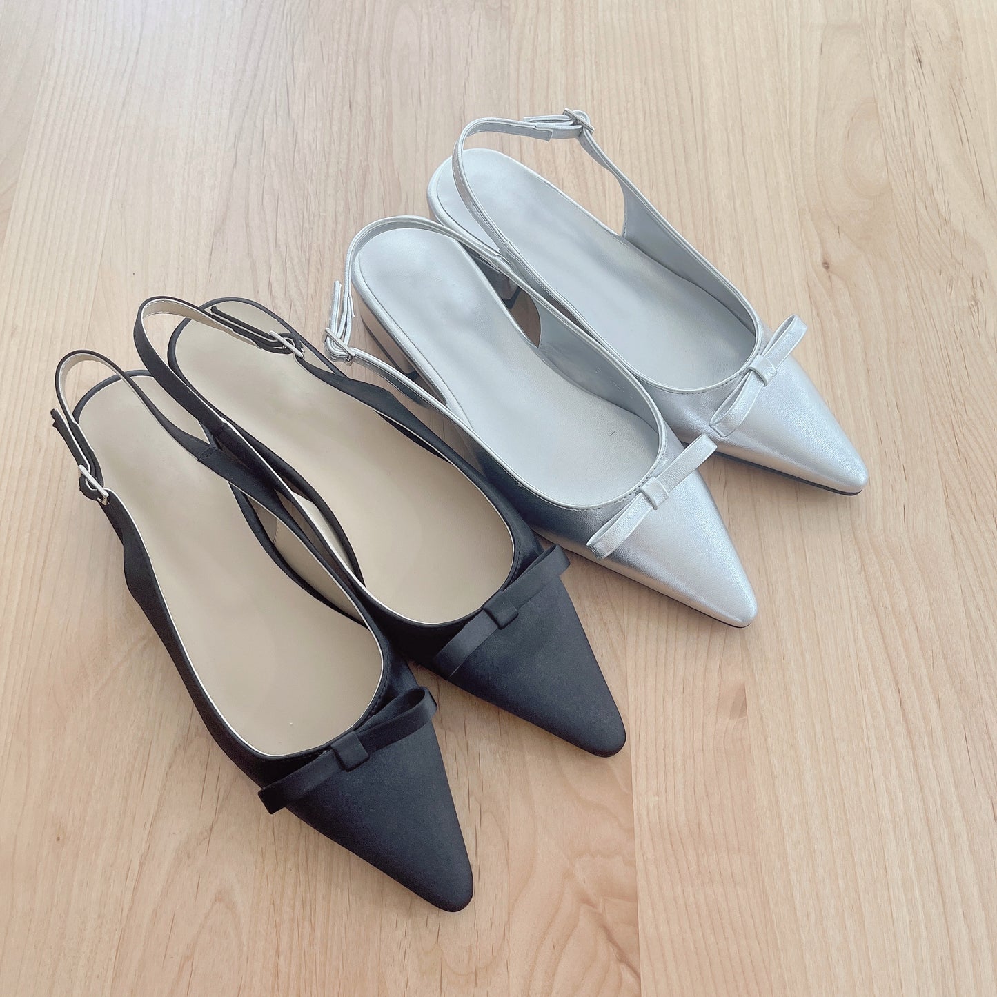 24YR0506 Ribbon Sling Back Shoes 4cm