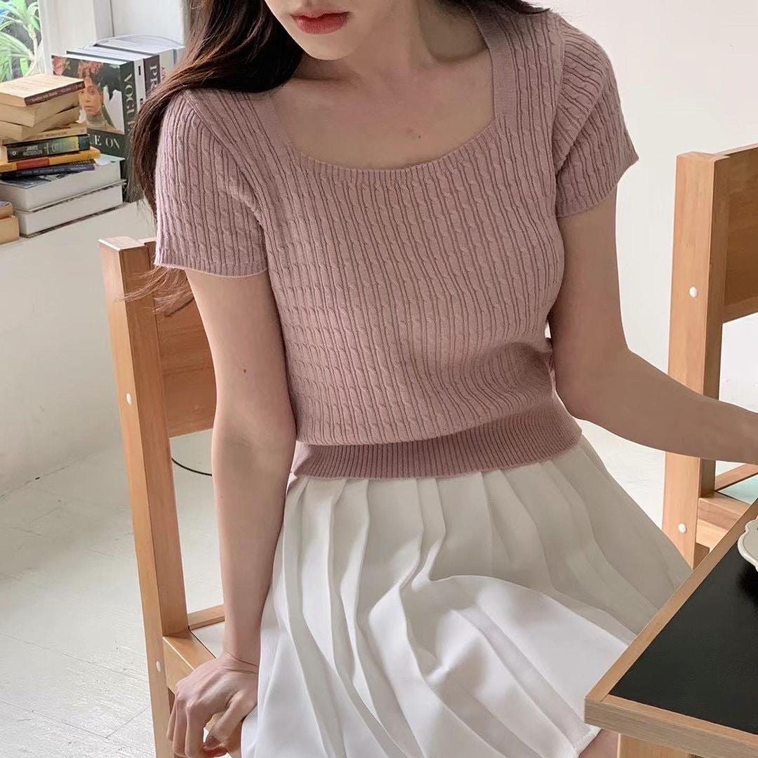 24YR0739 方領麻花線Top