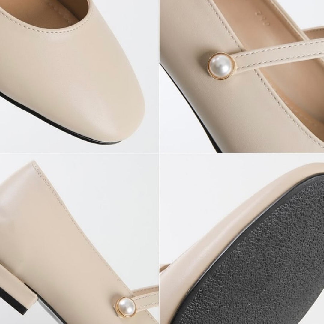 24YR1723 Pearl Mary Jane Shoes 1.5cm