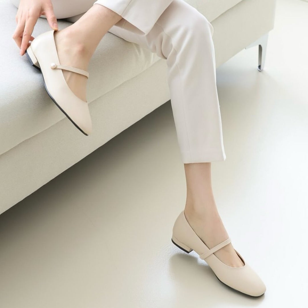 24YR1723 Pearl Mary Jane Shoes 1.5cm