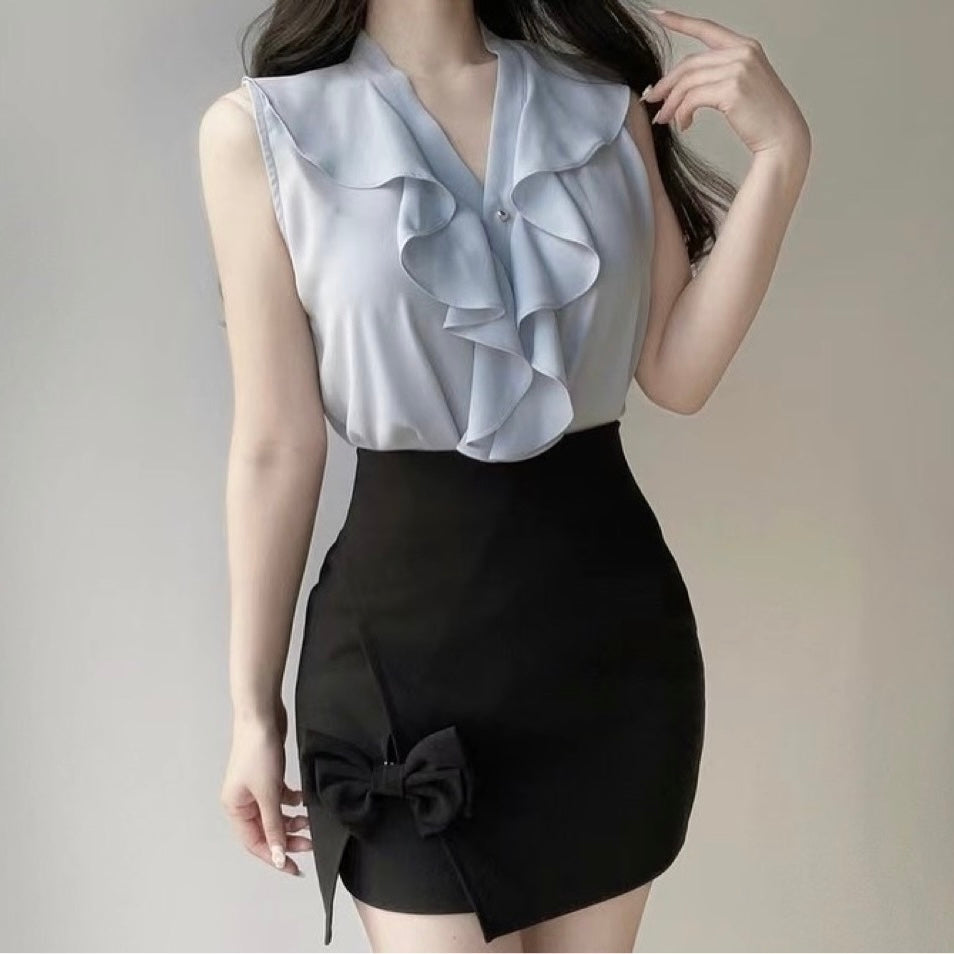 24YR1504 Ruffle Blouse Vest