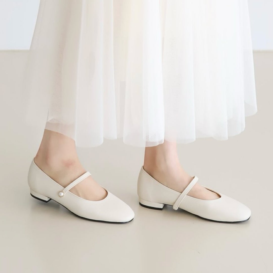 24YR1723 Pearl Mary Jane Shoes 1.5cm
