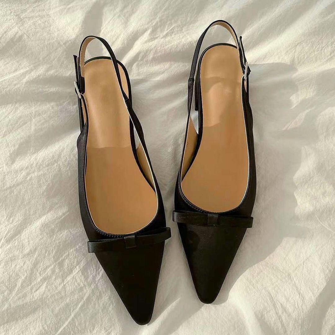 24YR0506 Ribbon Sling Back Shoes 4cm