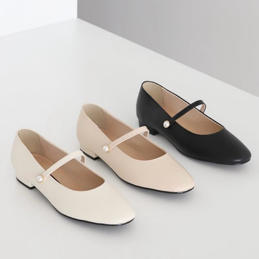 24YR1723 Pearl Mary Jane Shoes 1.5cm