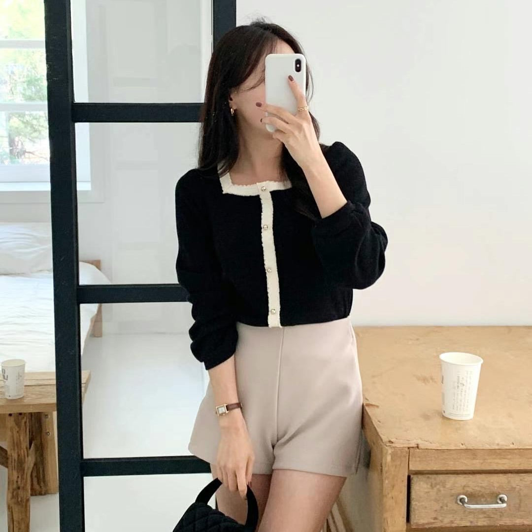 24YR2707 小香風拼色Top