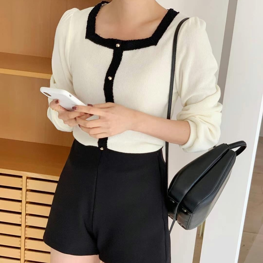 24YR2707 小香風拼色Top