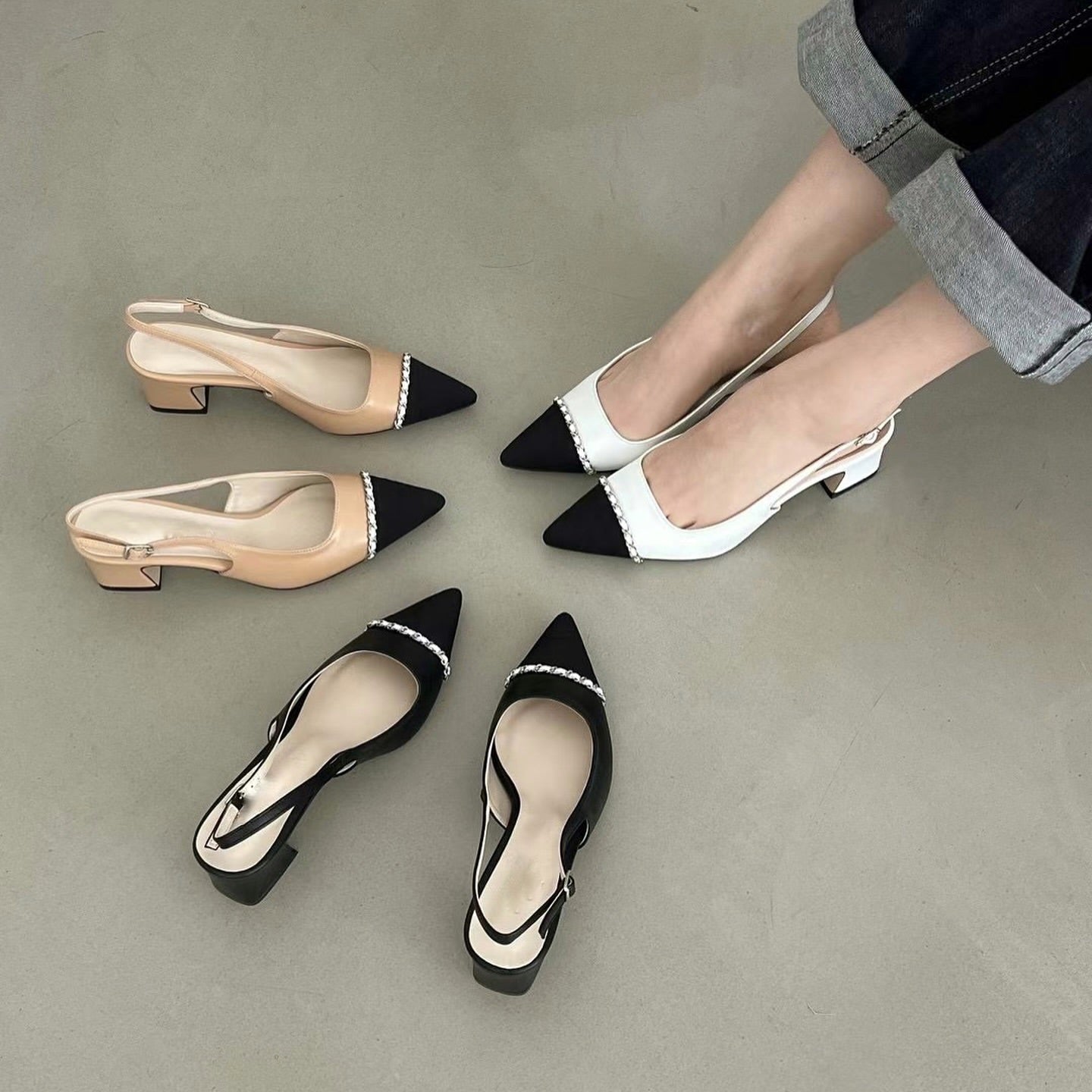 24YR2103 Chain Heel Shoes 5cm