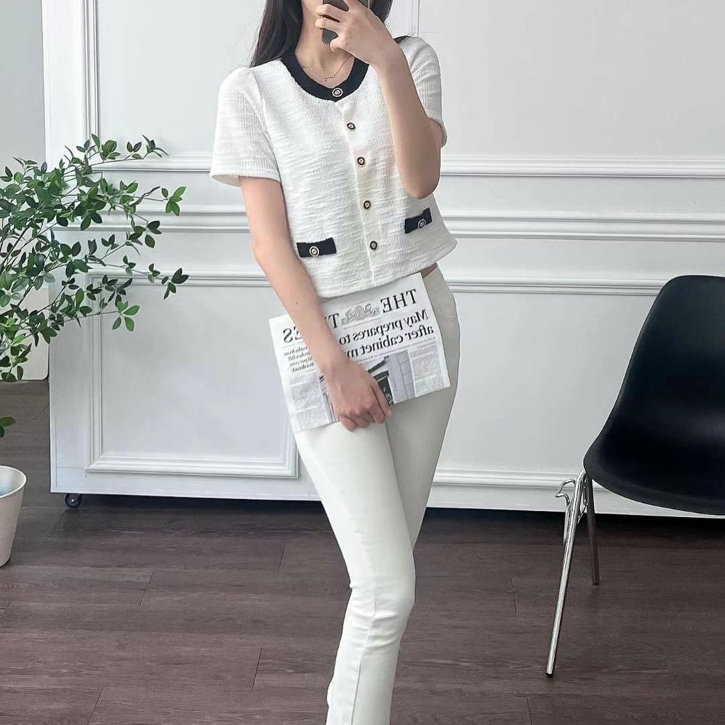 24YR1413 小香風拼色Cardigan
