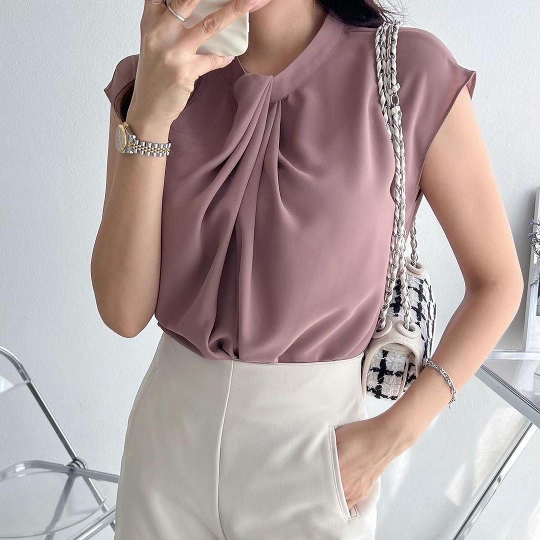 23YR1125 皺褶雪紡top