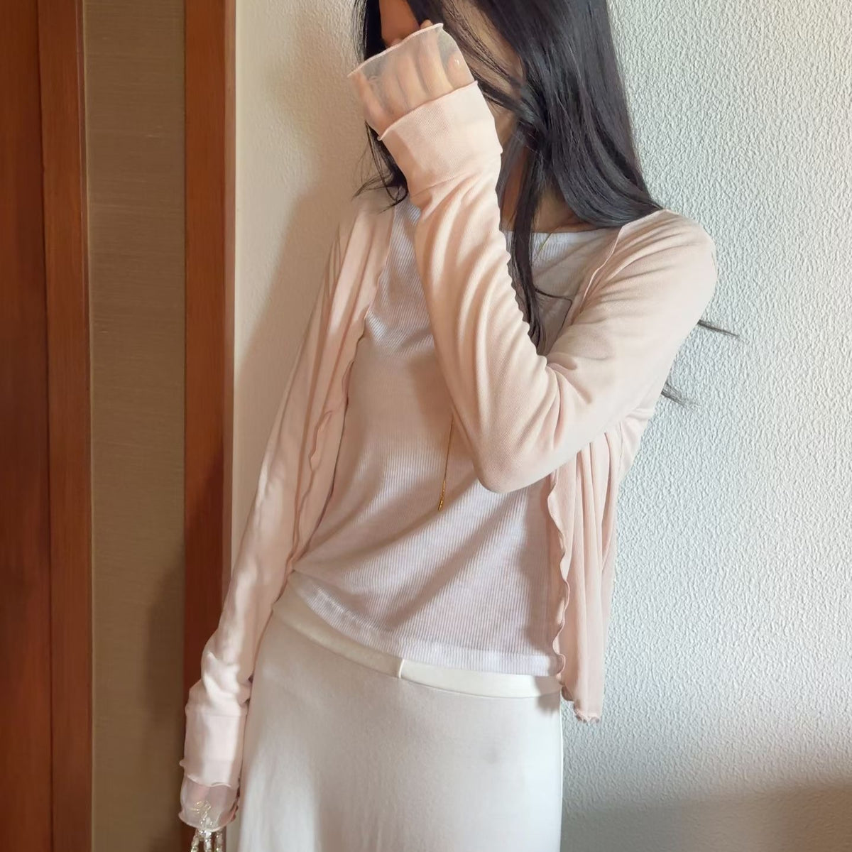 26YR1717 Ruffle Cardigan
