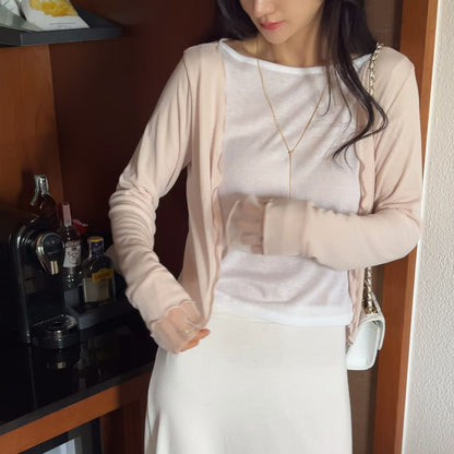 26YR1717 Ruffle Cardigan