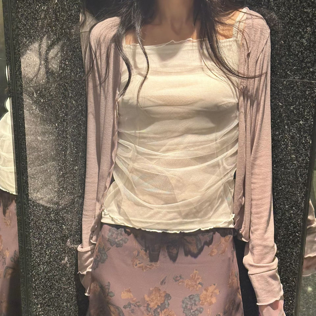 26YR1717 Ruffle Cardigan