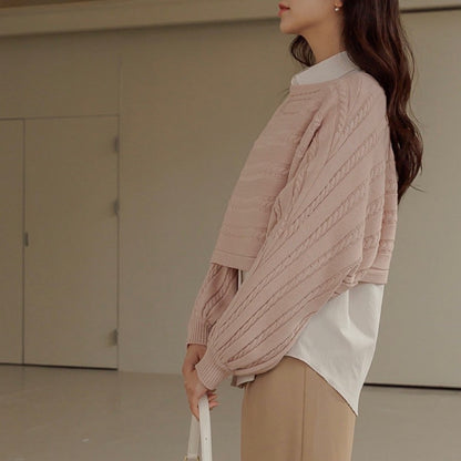 23YR0423 蝙蝠袖麻花 top
