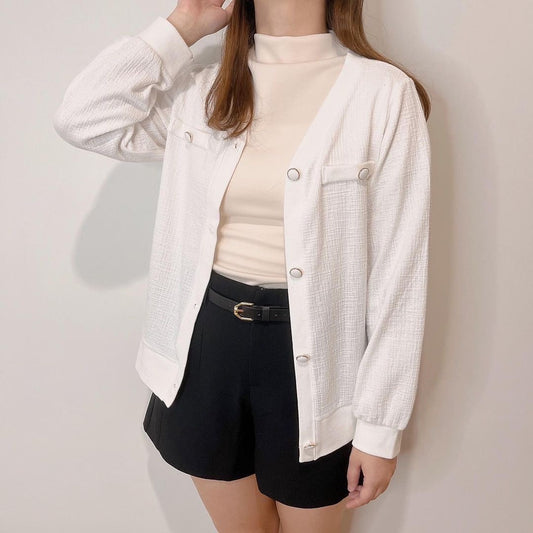 22YR1249 拼色V領 cardigan
