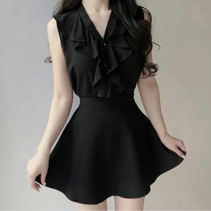 24YR1504 Ruffle Blouse Vest