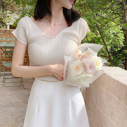 25YR1106 V Neck Slim Cut Knit