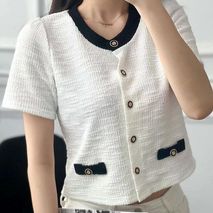 24YR1413 小香風拼色Cardigan