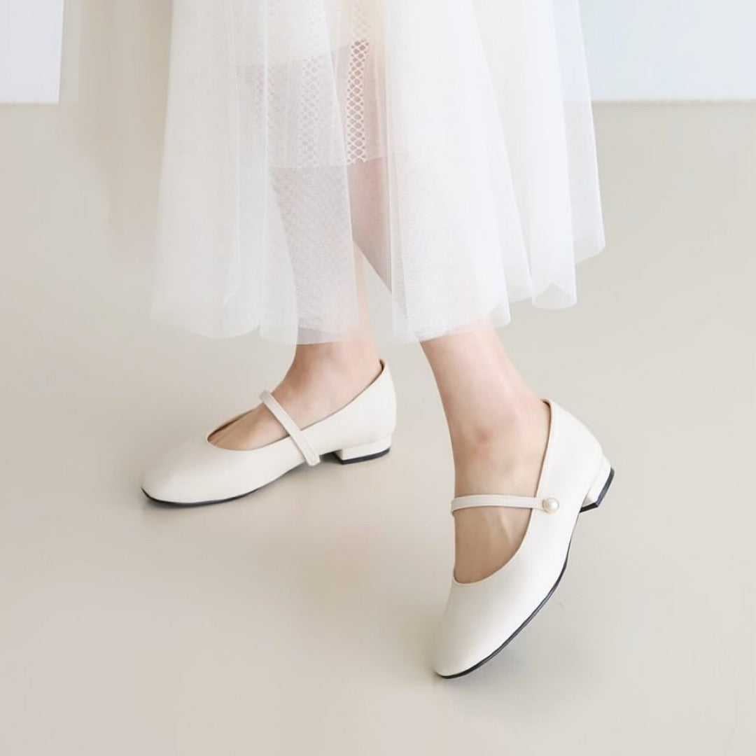 24YR1723 Pearl Mary Jane Shoes 1.5cm