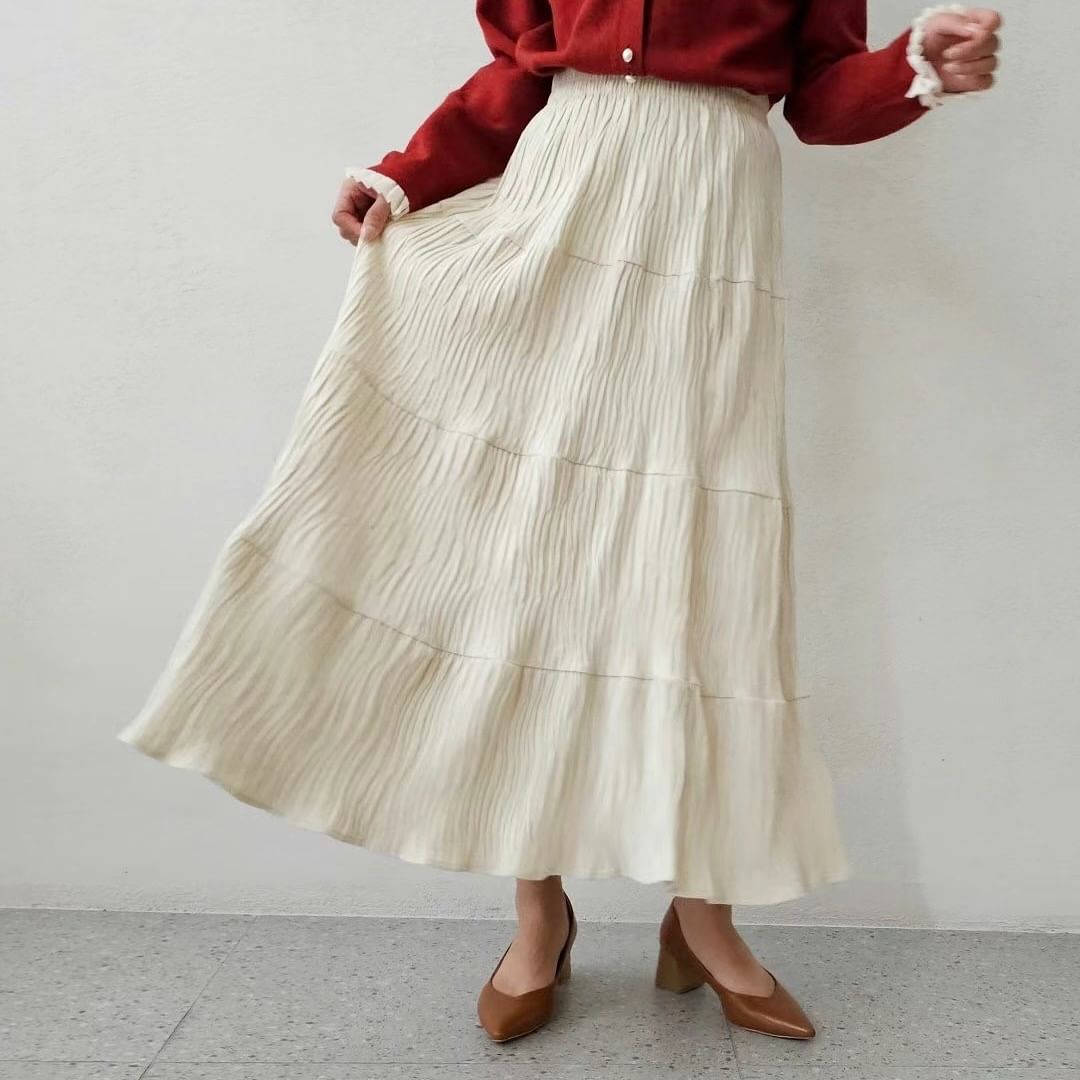 24YR2331 Ruffle Long Skirt